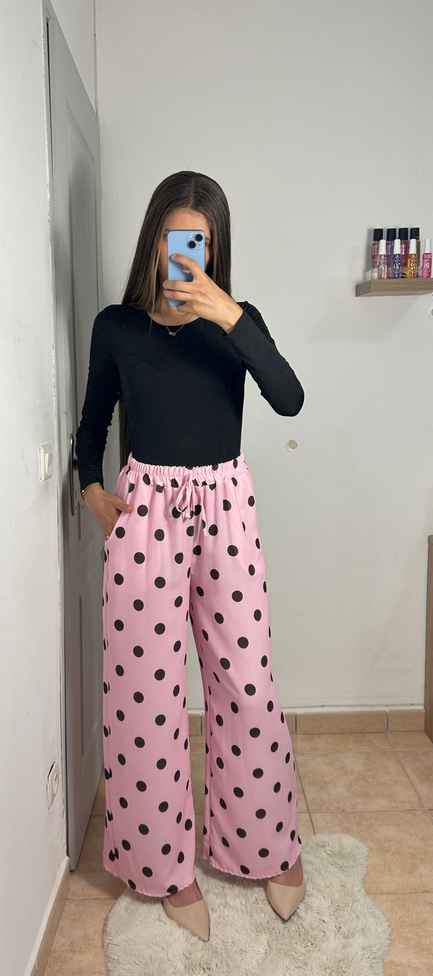 Pantalon large imprimé poids avec poche