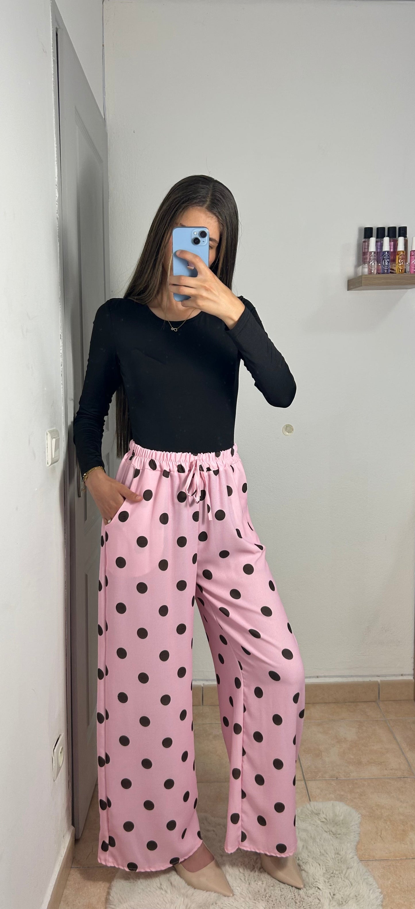 Pantalon large imprimé poids avec poche
