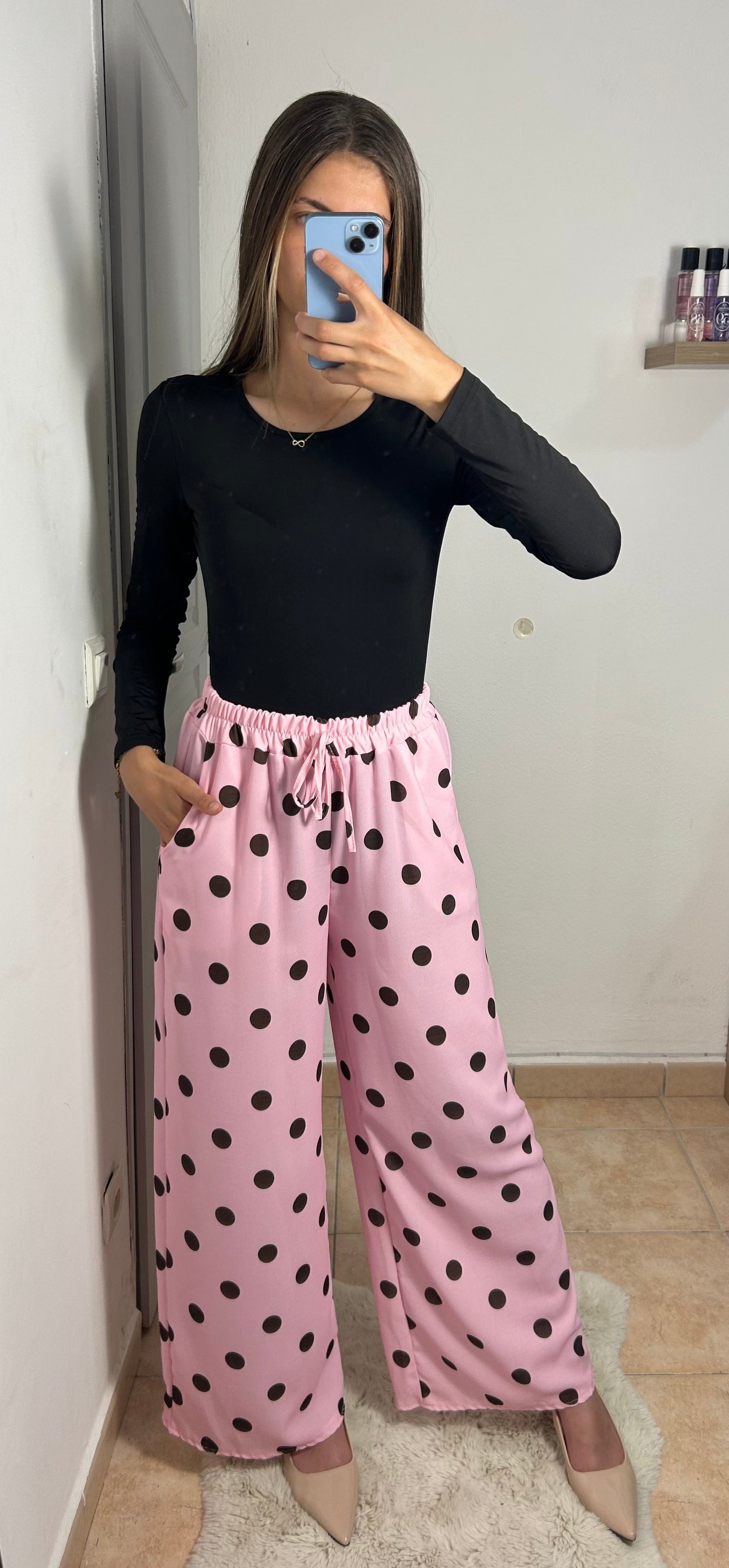 Pantalon large imprimé poids avec poche
