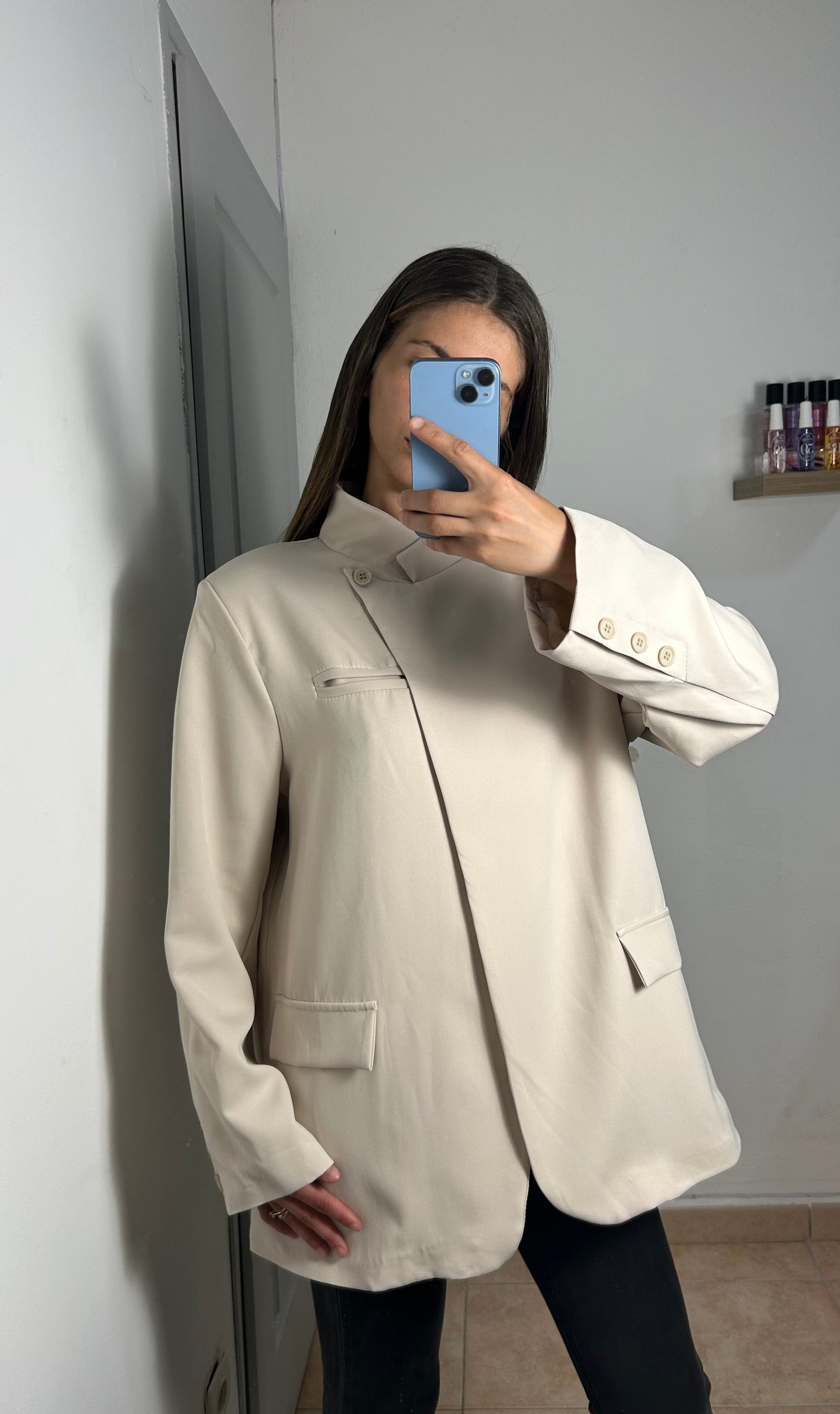 Blazer oversize colle montant avec doublure