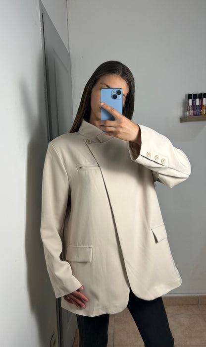 Blazer oversize colle montant avec doublure