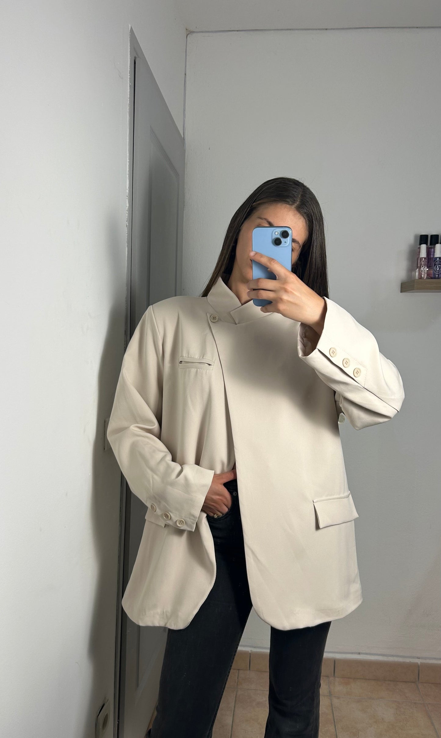 Blazer oversize colle montant avec doublure